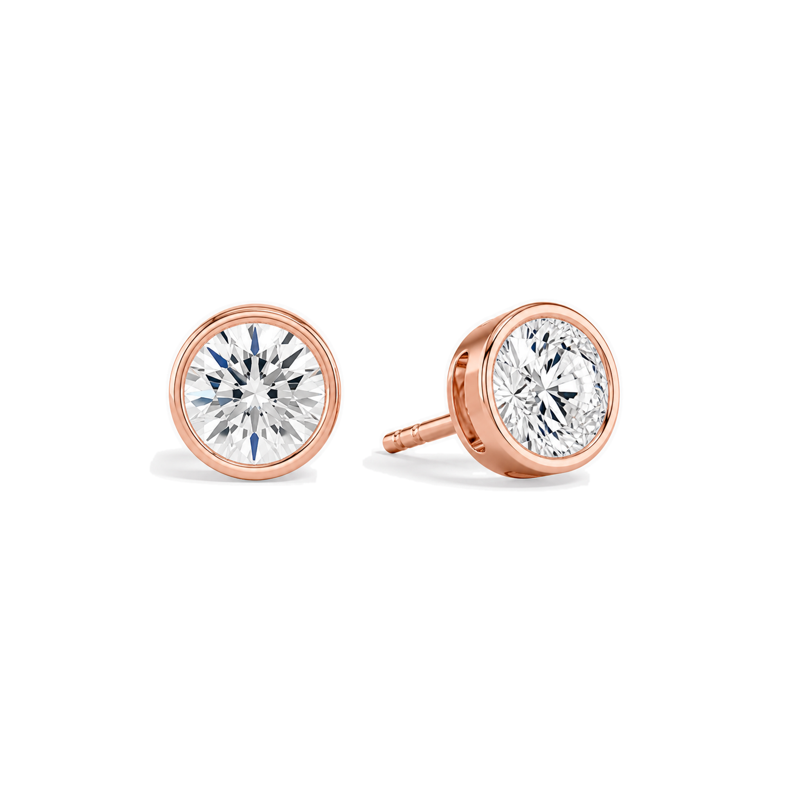 Jolie Bezel Solitaire Lab Grown Diamond Stud Earrings in 14K Rose Gold