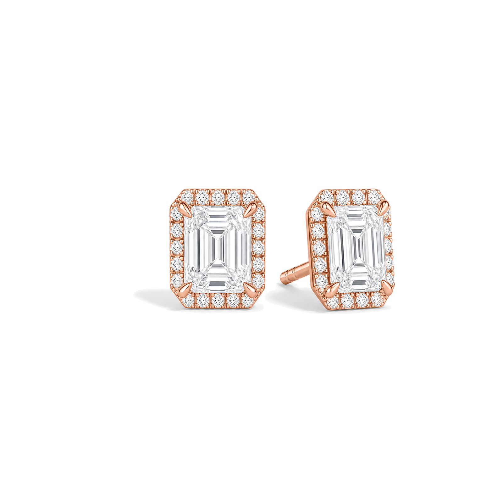 Seren Halo Lab Grown Diamond Stud Earrings in 14K Rose Gold