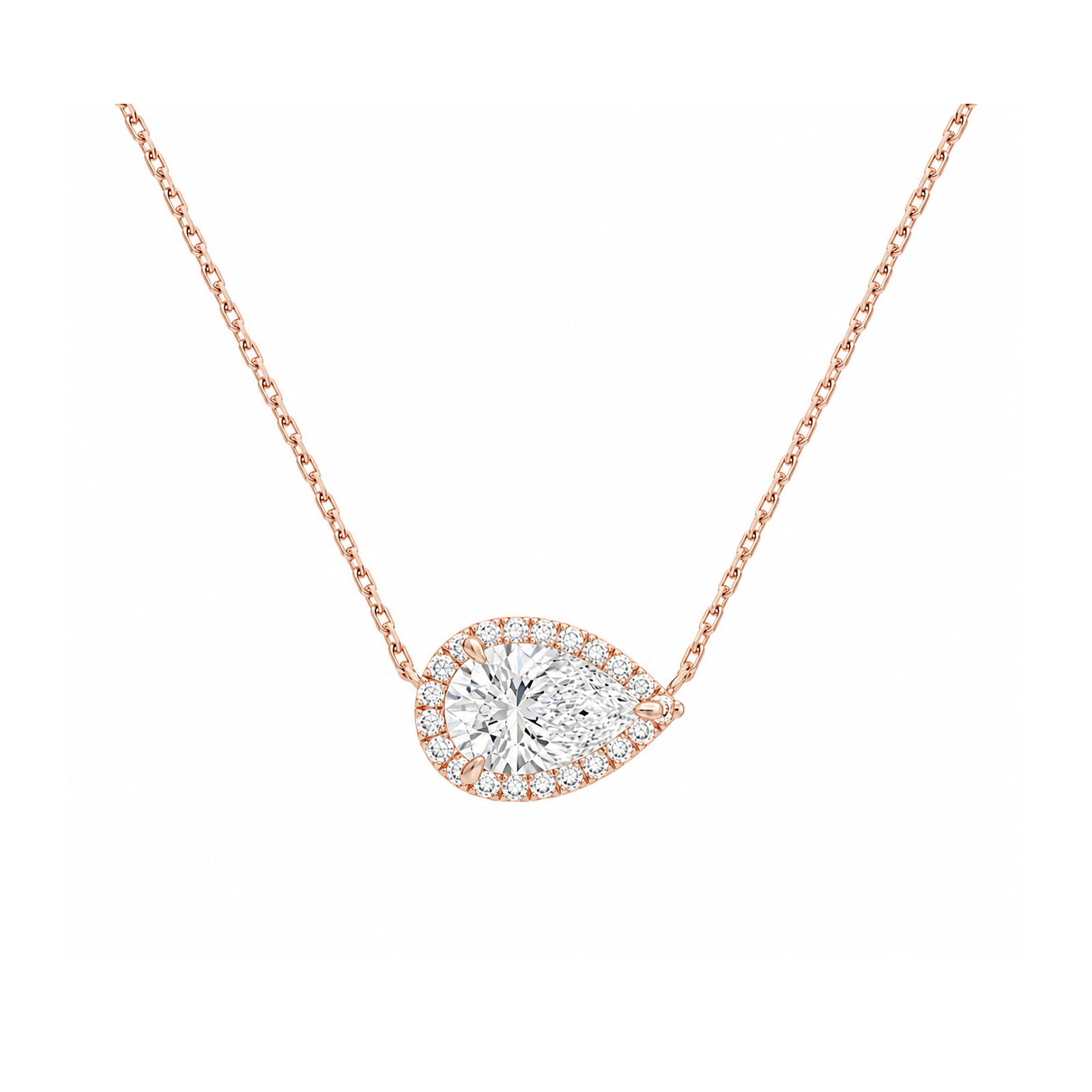 Jessa Halo Lab Grown Diamond Necklace in 14K Rose Gold