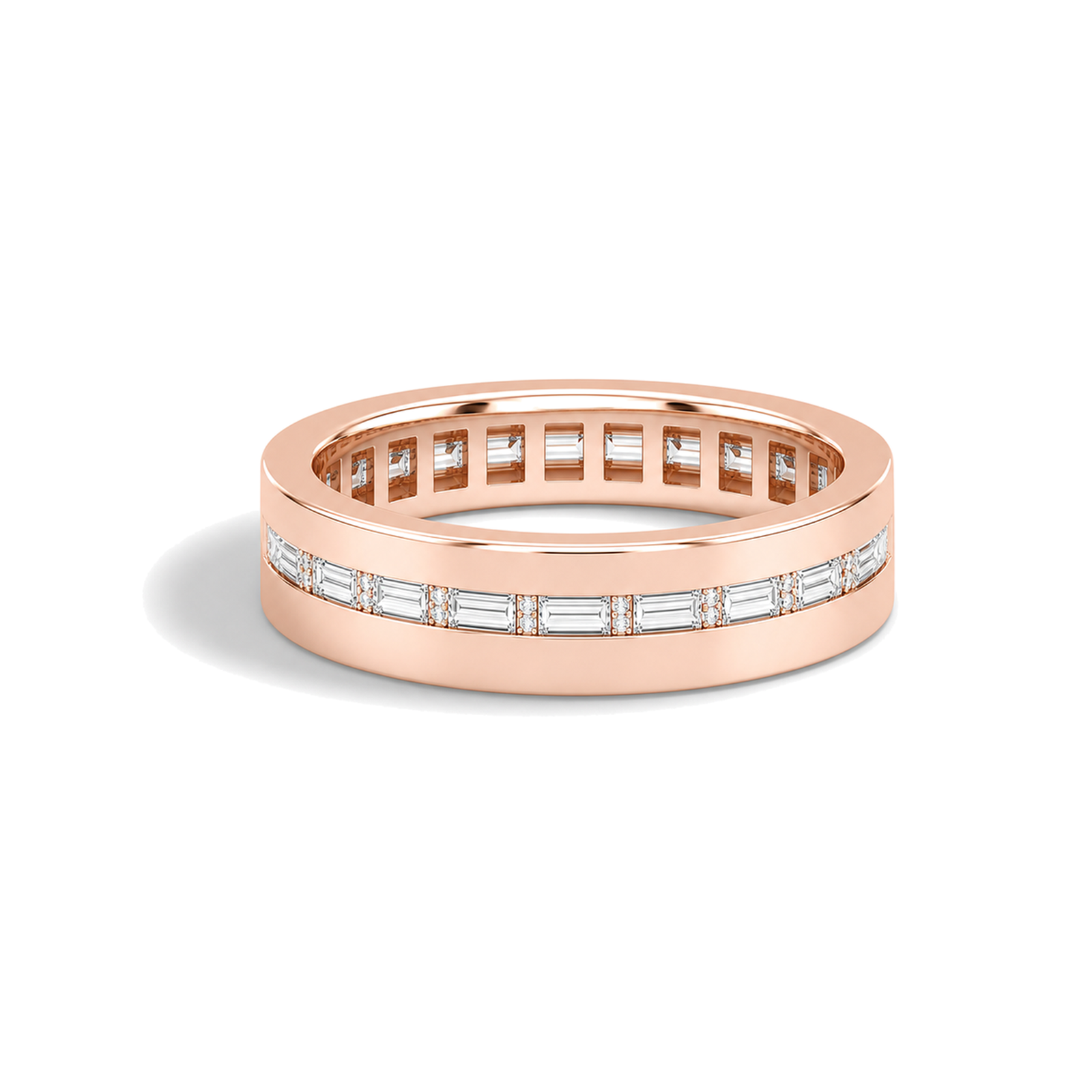 Arden East-West Channel Baguette Lab Grown Diamond Wedding Band in 14K Rose Gold