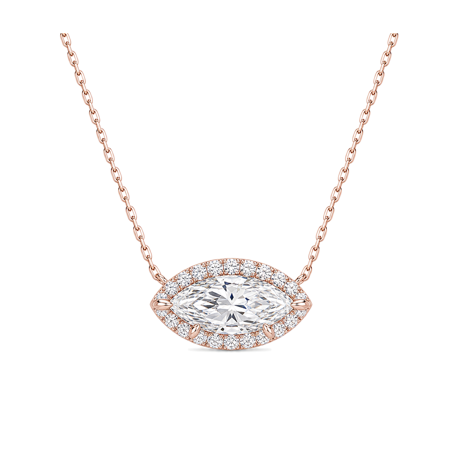 Jessa Halo Lab Grown Diamond Necklace in 14K Rose Gold