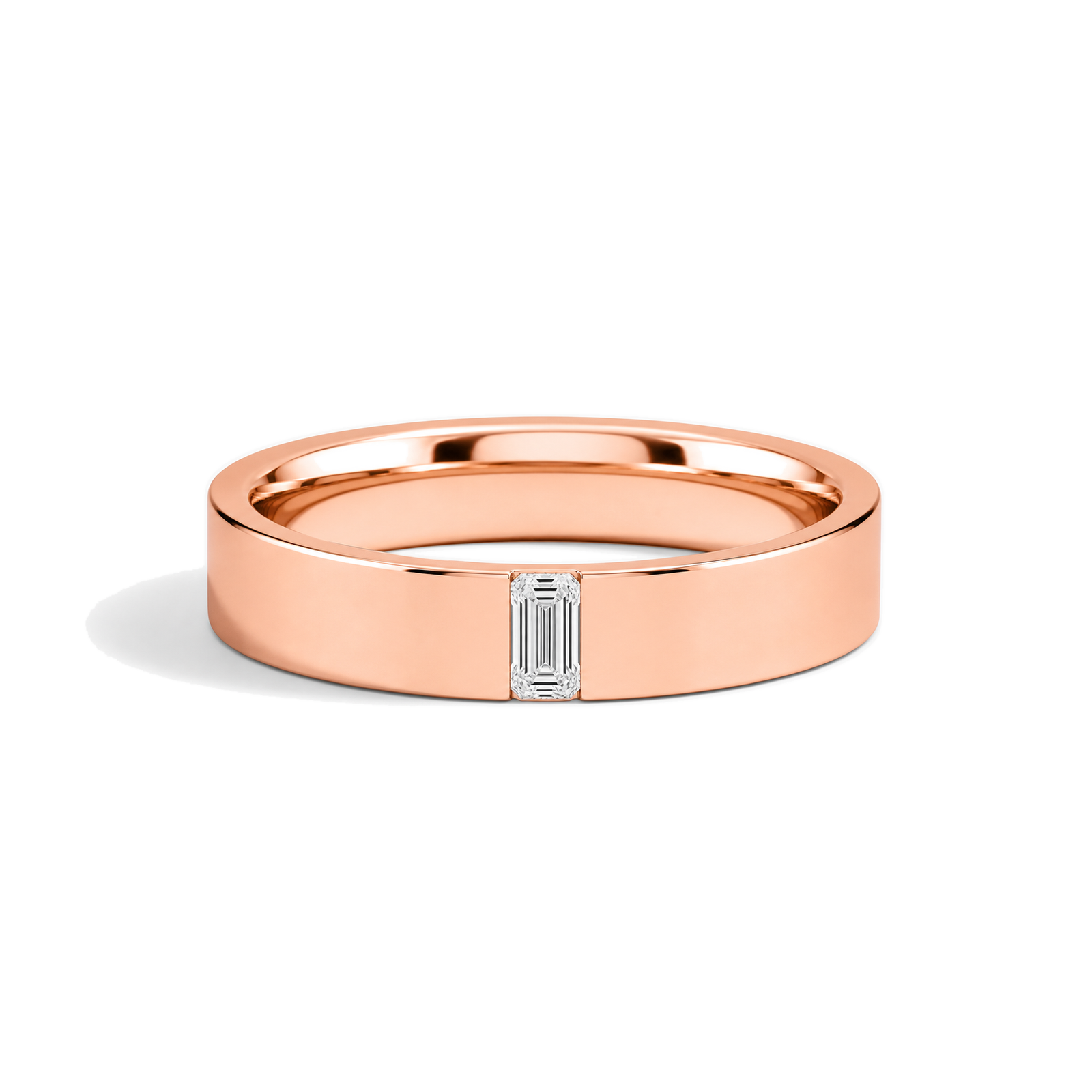 Juna Flat Edge Single Lab Grown Diamond Wedding Band in 14K Rose Gold