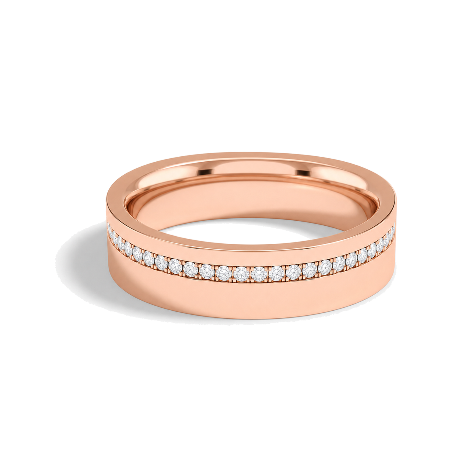 Hera Channel Flat Edge Eternity Lab Grown Diamond Wedding Band in 14K Rose Gold
