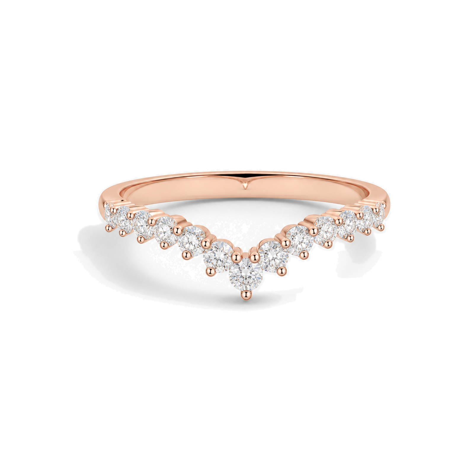 Vivienne Tiara Lab Grown Diamond Wedding Band in 14K Rose Gold
