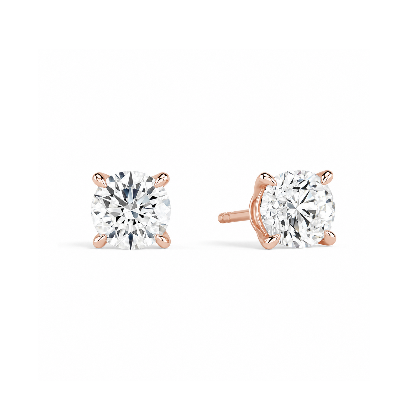 Eira Solitaire 4-Prong Lab Grown Diamond Stud Earrings in 14K Rose Gold