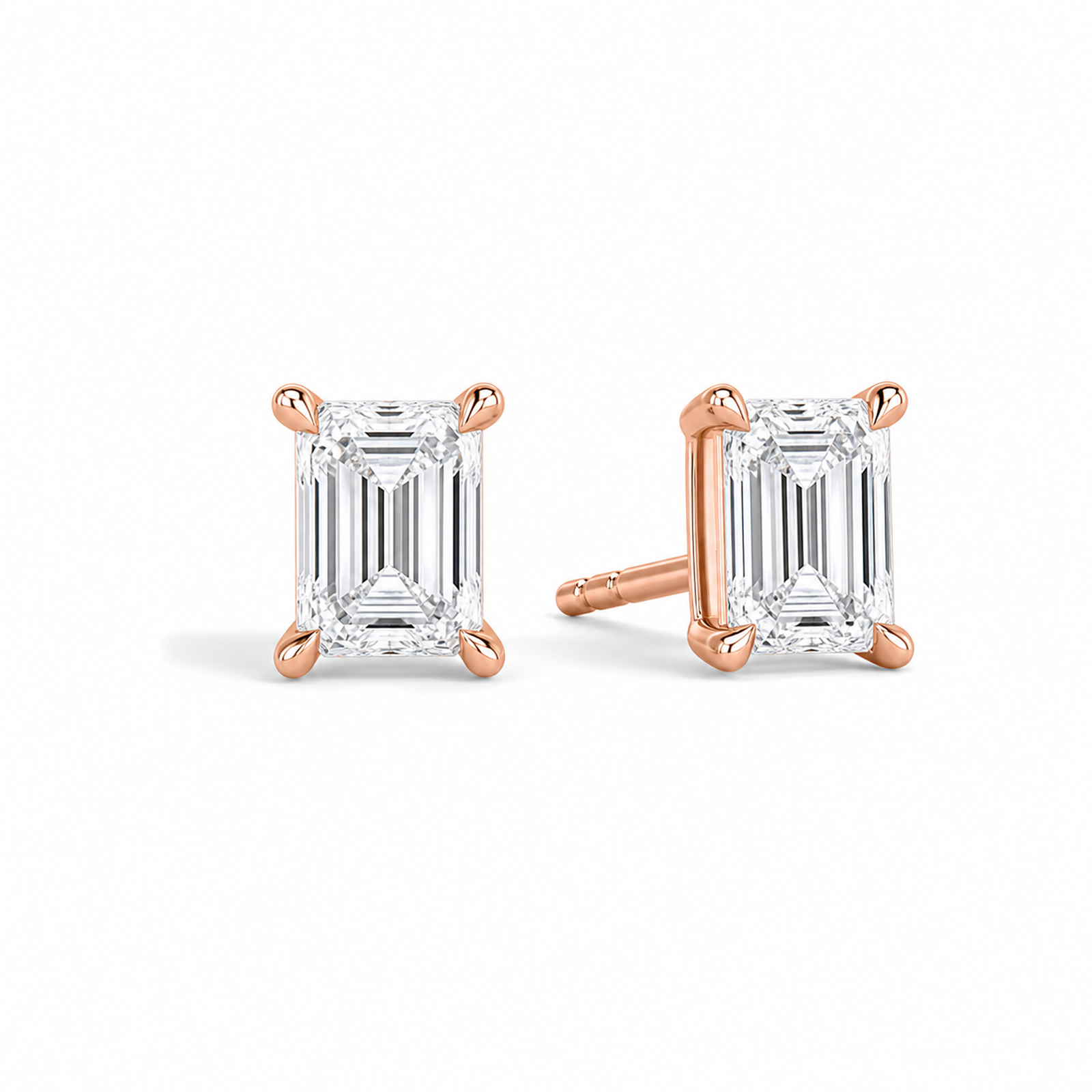 Eira Solitaire 4-Prong Lab Grown Diamond Stud Earrings in 14K Rose Gold