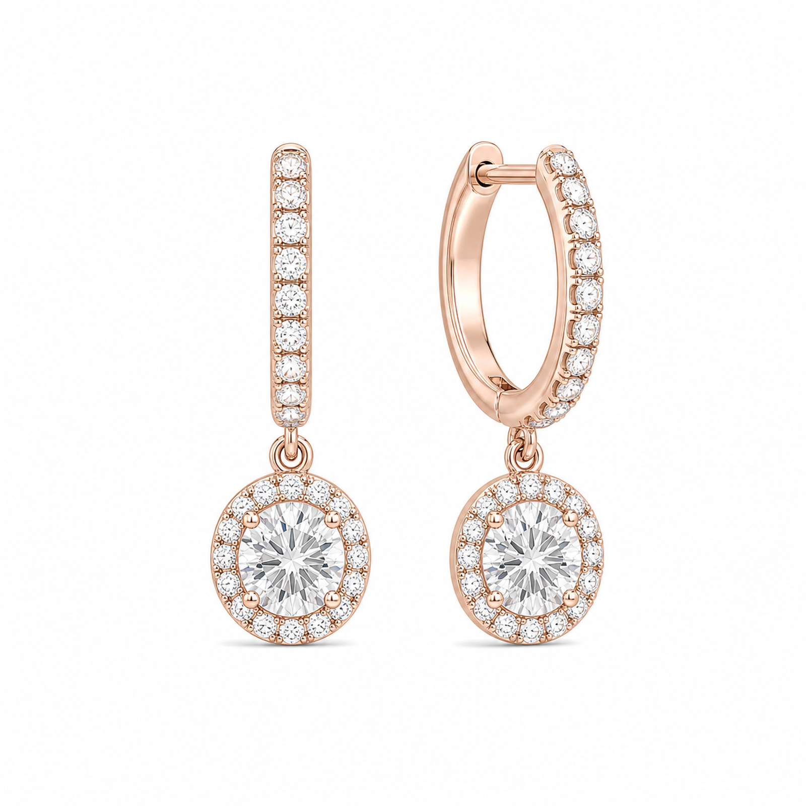 Bellamy Luxe Drop Huggie Hoop Lab Grown Diamond Hoop Earrings in 14K Rose Gold