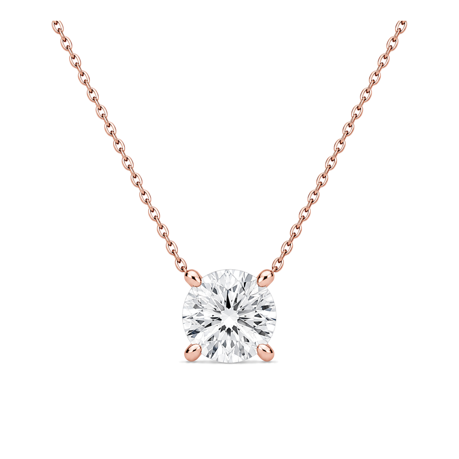 Solenne Solitaire Lab Grown Diamond Necklace in 14K Rose Gold