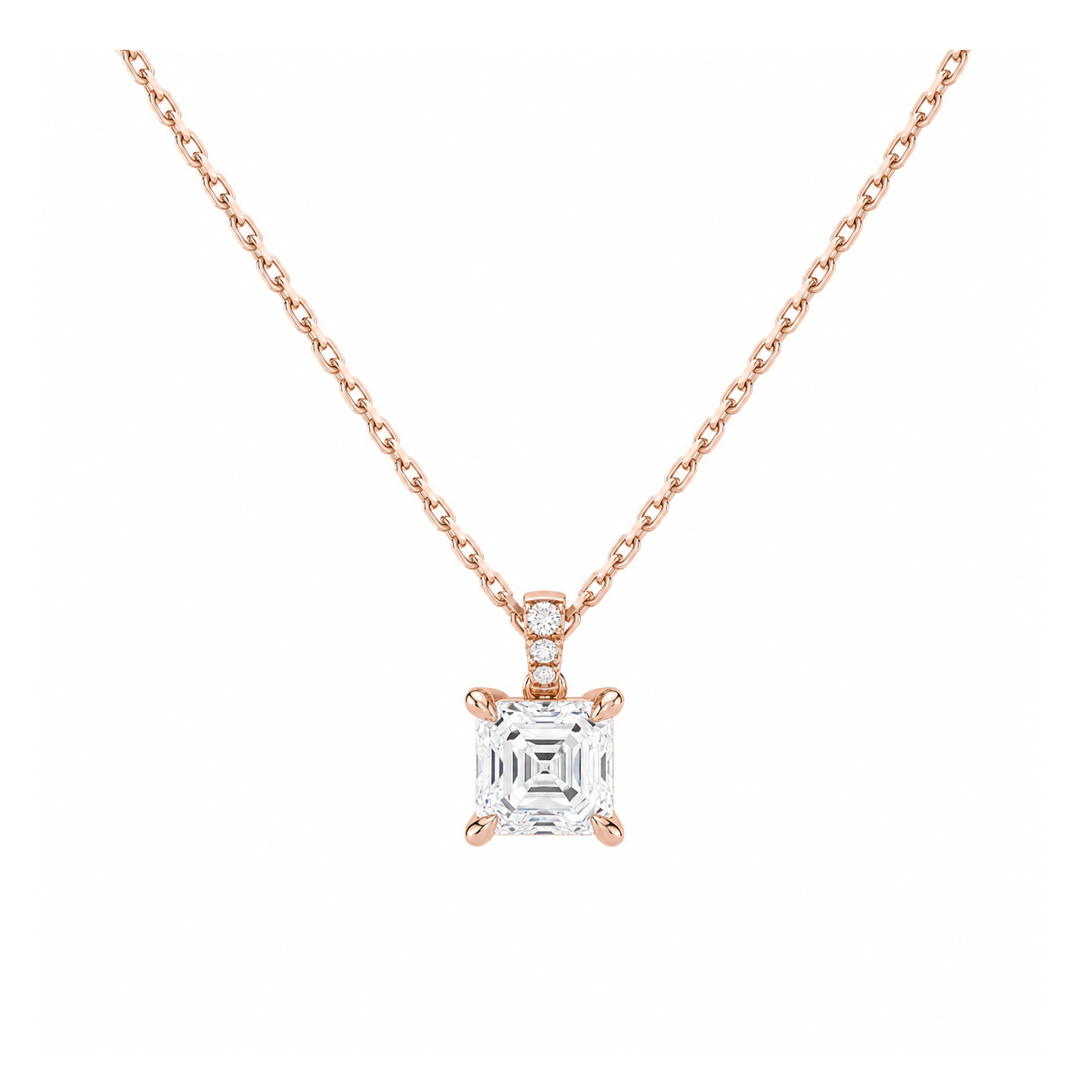 Maeva Accented Bail Lab Grown Diamond Pendant Necklace in 14K Rose Gold