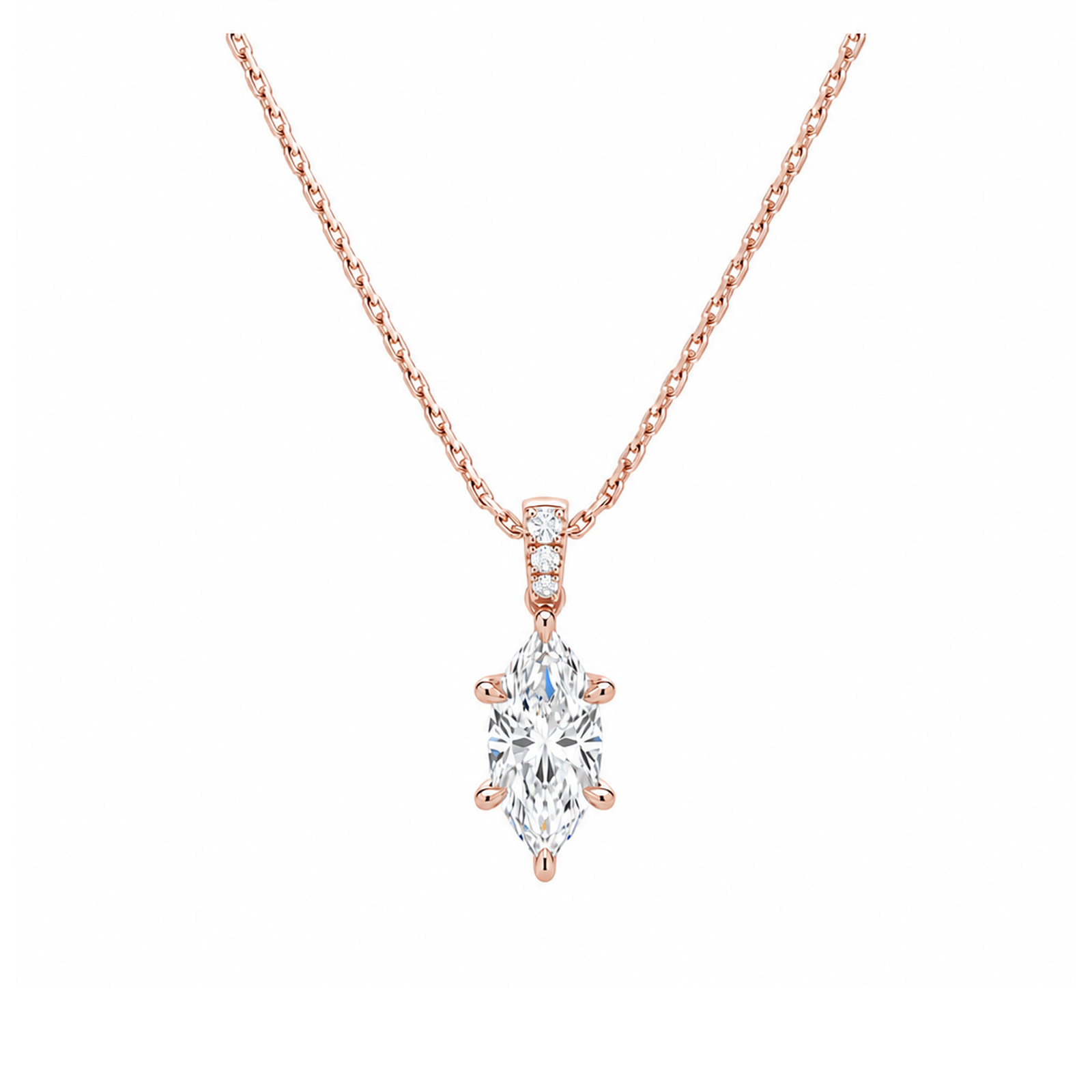 Maeva Accented Bail Lab Grown Diamond Pendant Necklace in 14K Rose Gold