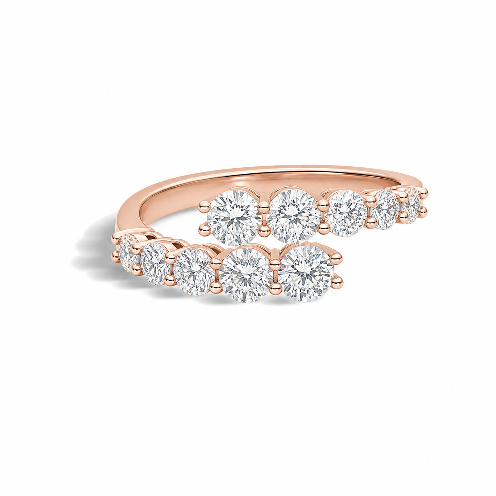 Elodie Graduated Bypass Lab Grown Diamond Ring in 14K Rose Gold