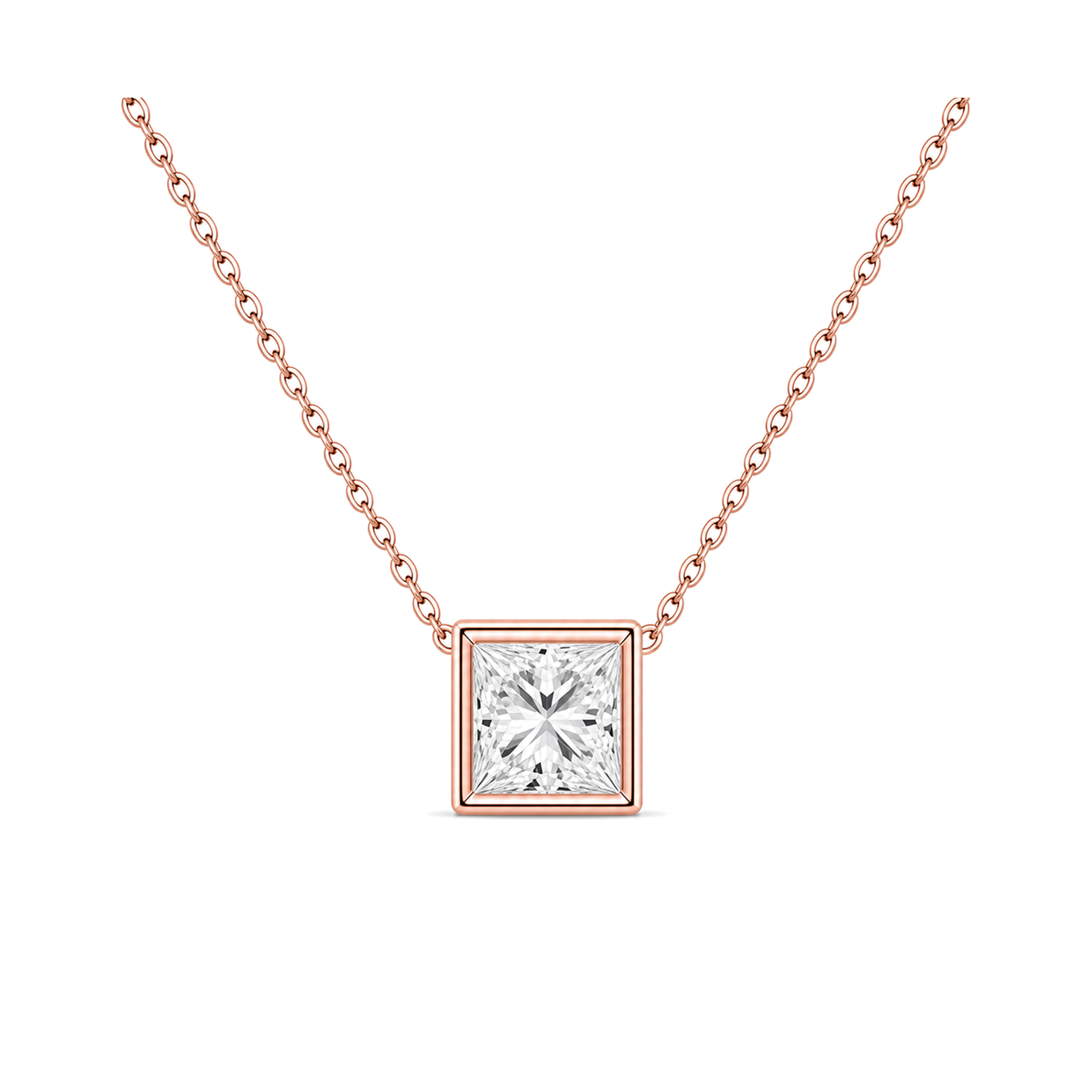 Sienna Bezel Solitaire Lab Grown Diamond Necklace in 14K Rose Gold