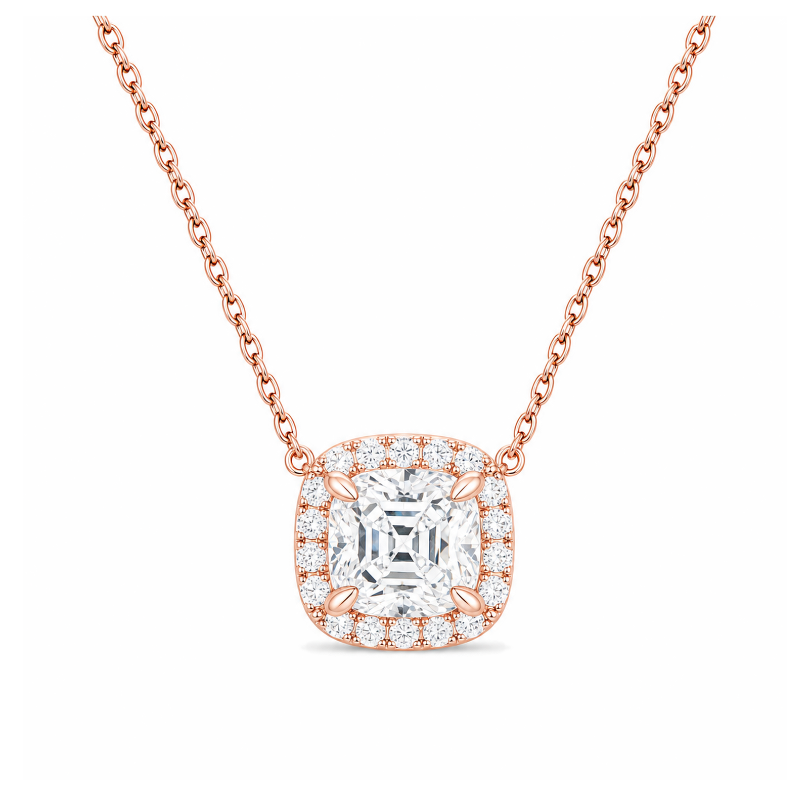 Jessa Halo Lab Grown Diamond Necklace in 14K Rose Gold