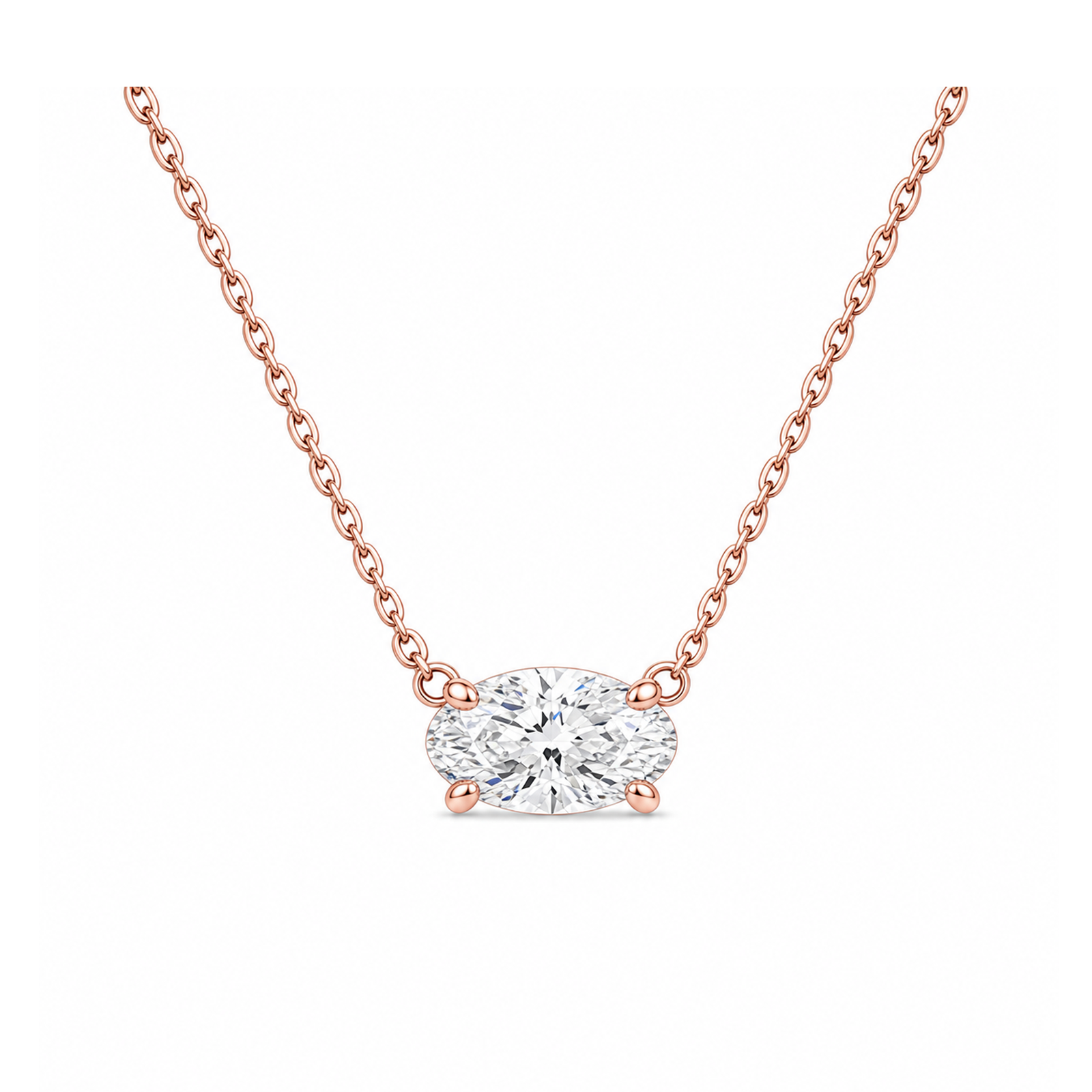 Solenne Solitaire Lab Grown Diamond Necklace in 14K Rose Gold