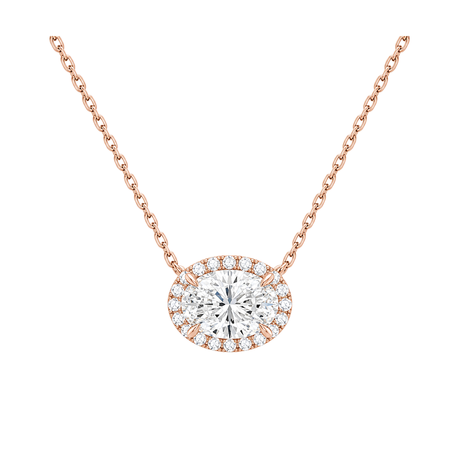 Jessa Halo Lab Grown Diamond Necklace in 14K Rose Gold