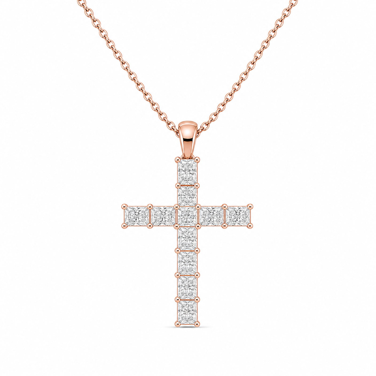 Ophira Mixed Cross Lab Grown Diamond Pendant Necklace in 14K Rose Gold