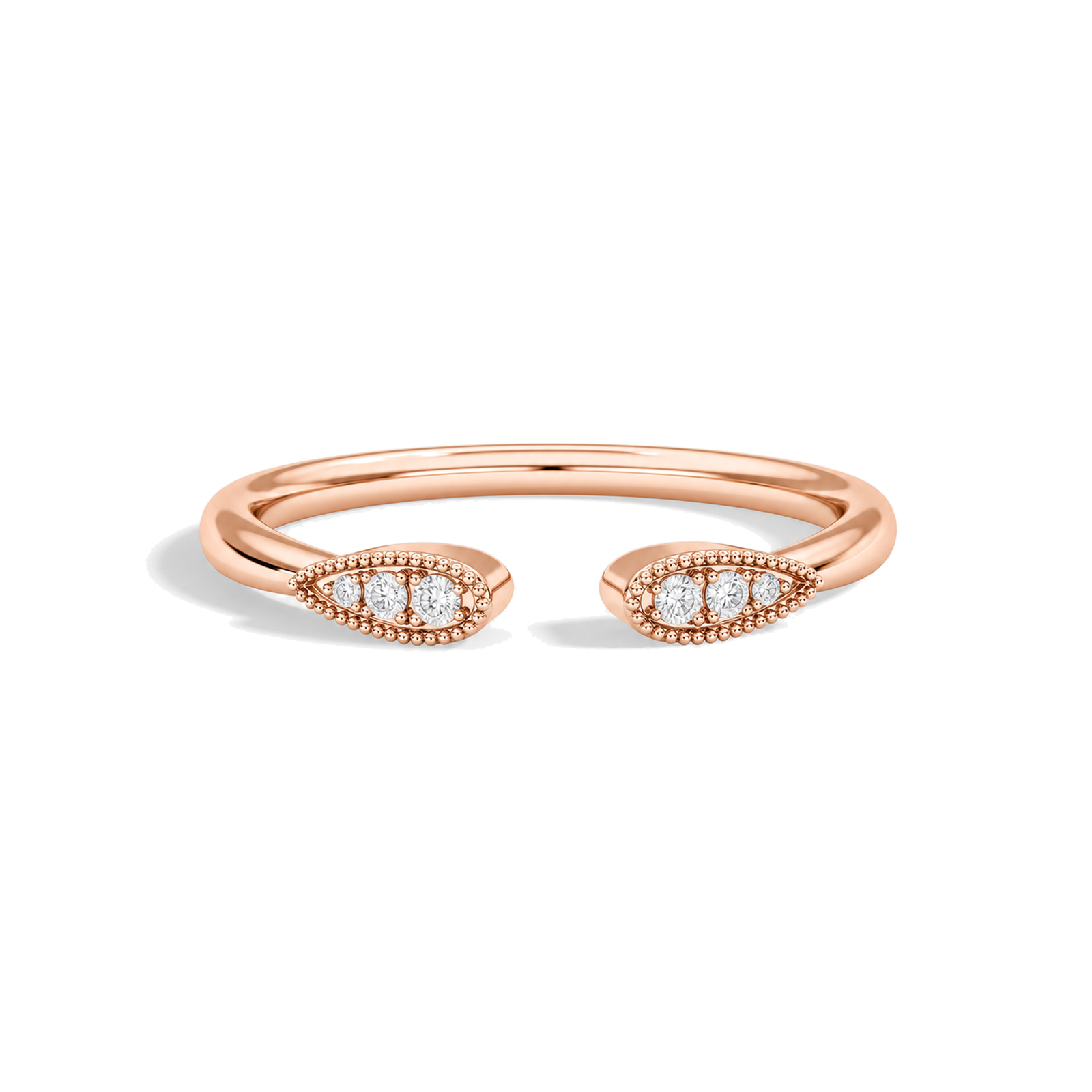 Flora Vintage Inspired Milgrain Open Lab Grown Diamond Ring in 14K Rose Gold