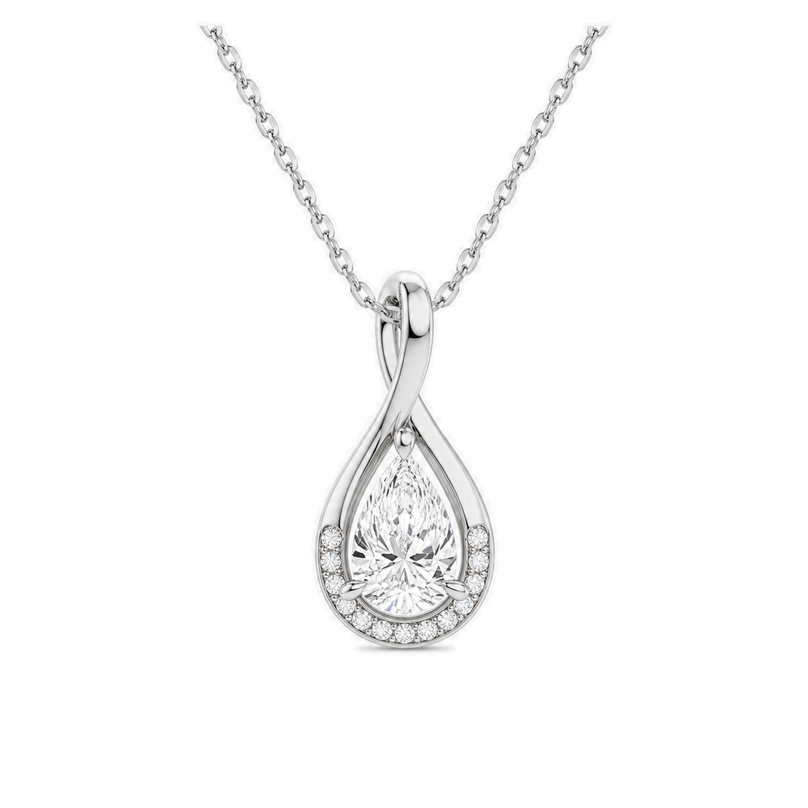 Nelle Accented Twist Lab Grown Diamond Pendant Necklace in Platinum