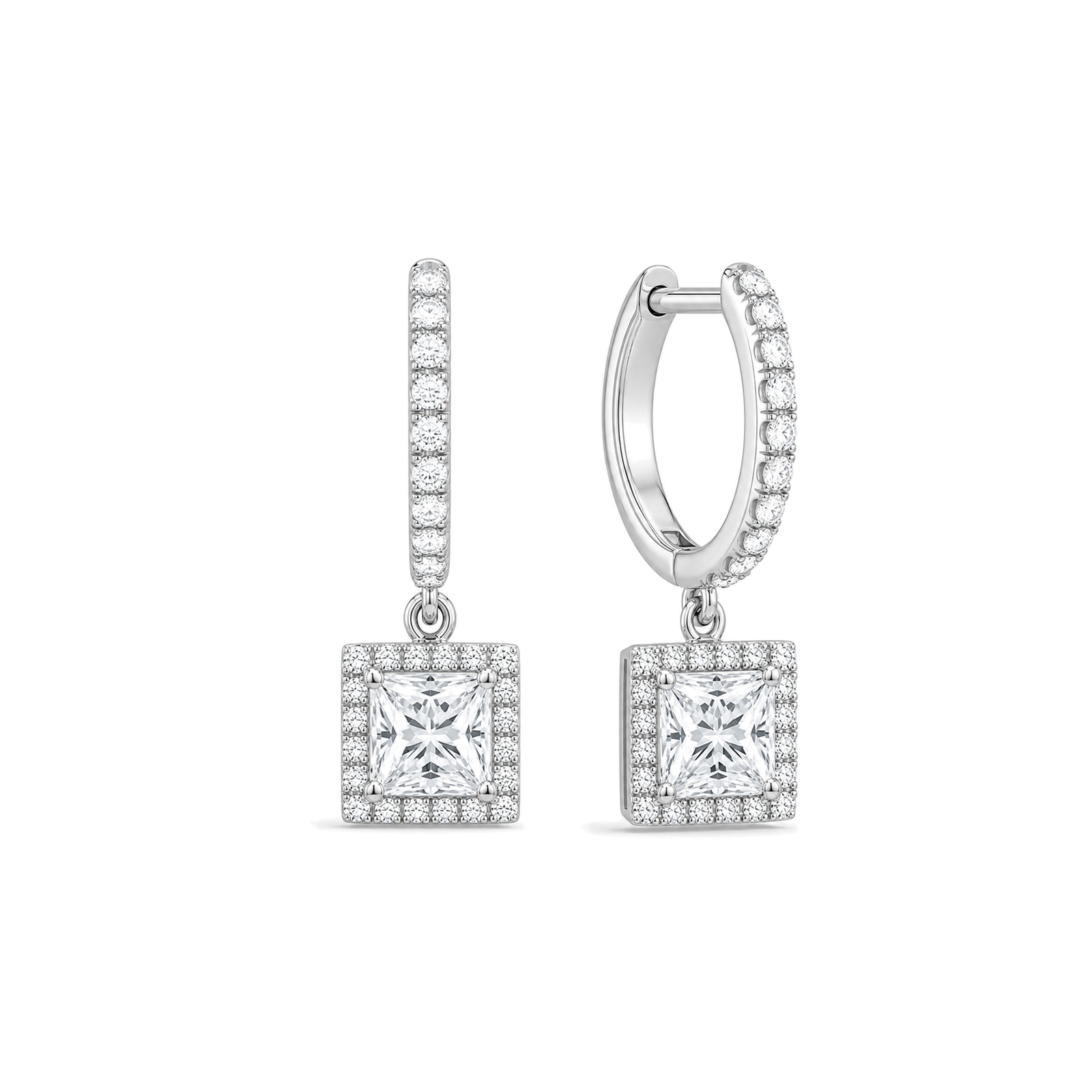 Bellamy Luxe Drop Huggie Hoop Lab Grown Diamond Hoop Earrings in Platinum
