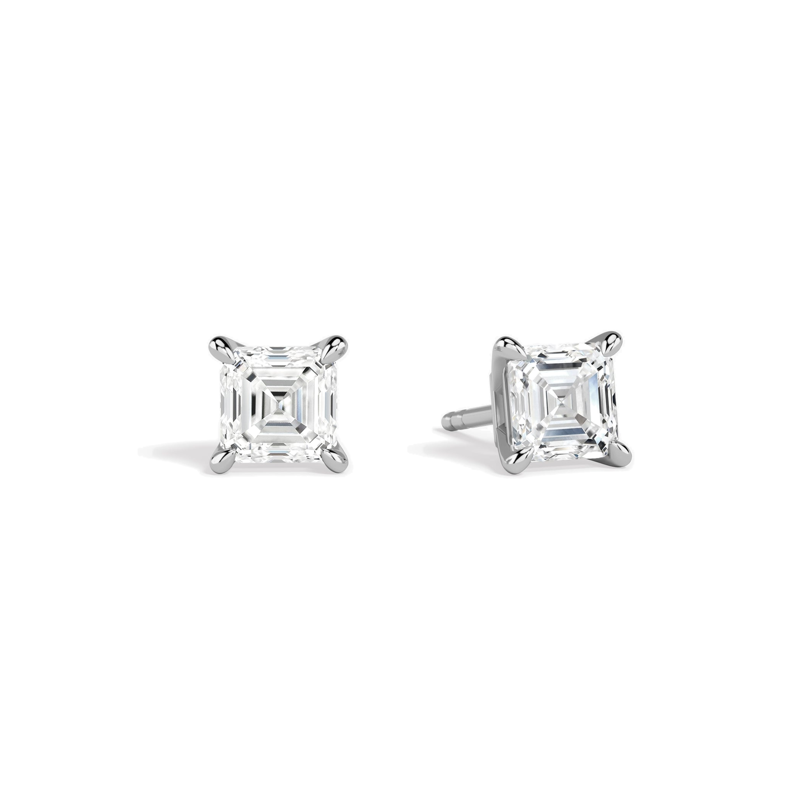 Eira Solitaire 4-Prong Lab Grown Diamond Stud Earrings in 18K White Gold