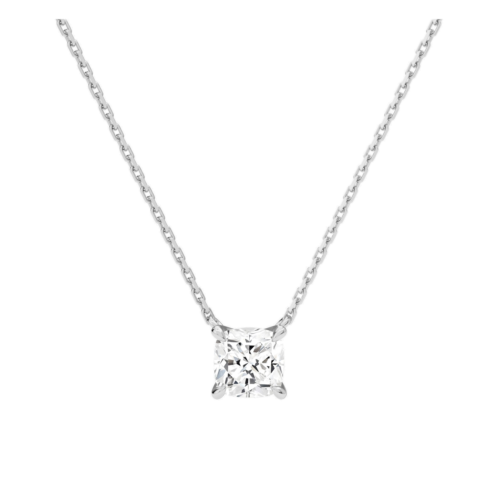 Solenne Solitaire Lab Grown Diamond Necklace in 14K White Gold