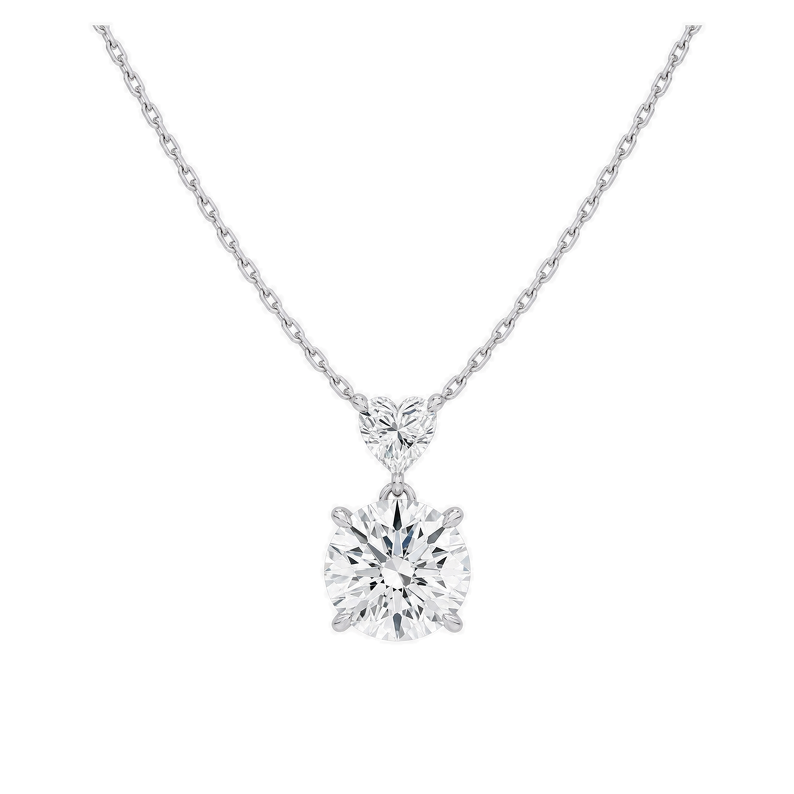 Valora Duo Drop Lab Grown Diamond Necklace in 14K White Gold