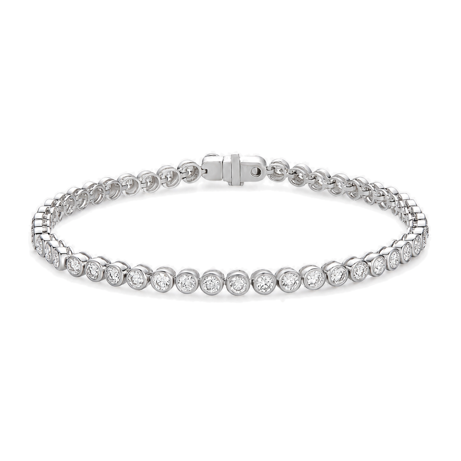 Faye Brilliant Bezel Lab Grown Diamond Tennis Bracelet in 14K White Gold