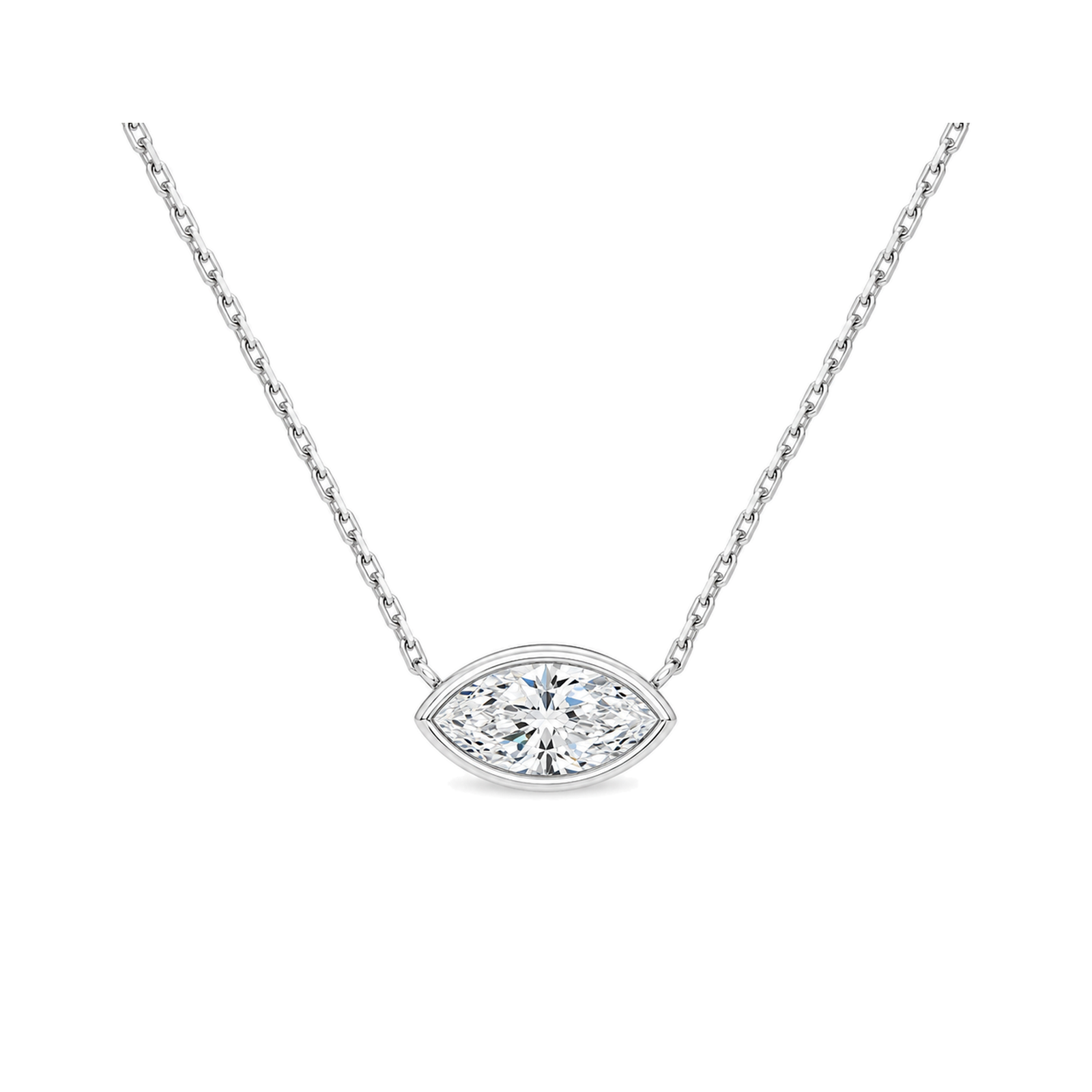 Sienna Bezel Solitaire Lab Grown Diamond Necklace in 14K White Gold