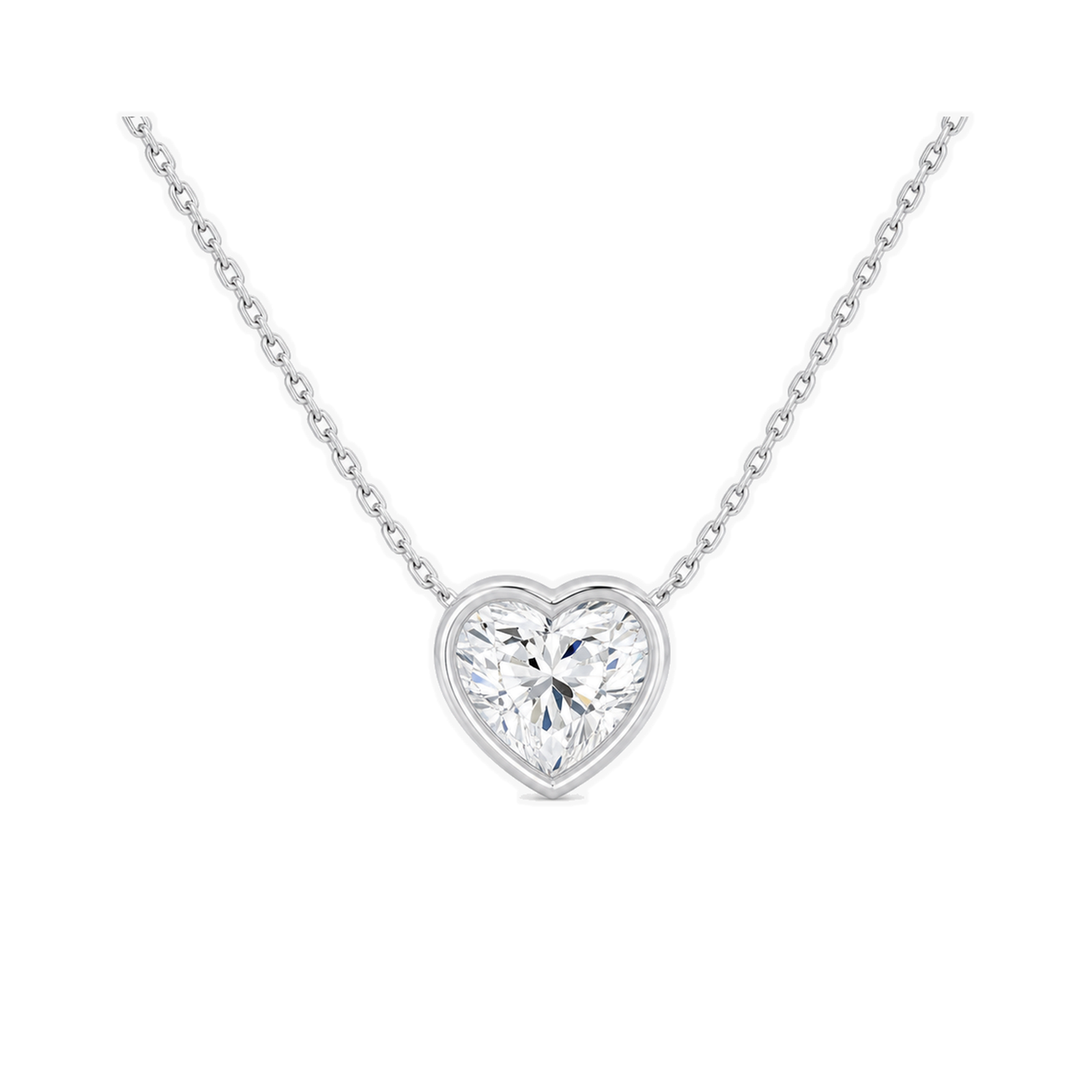 Sienna Bezel Solitaire Lab Grown Diamond Necklace in 14K White Gold
