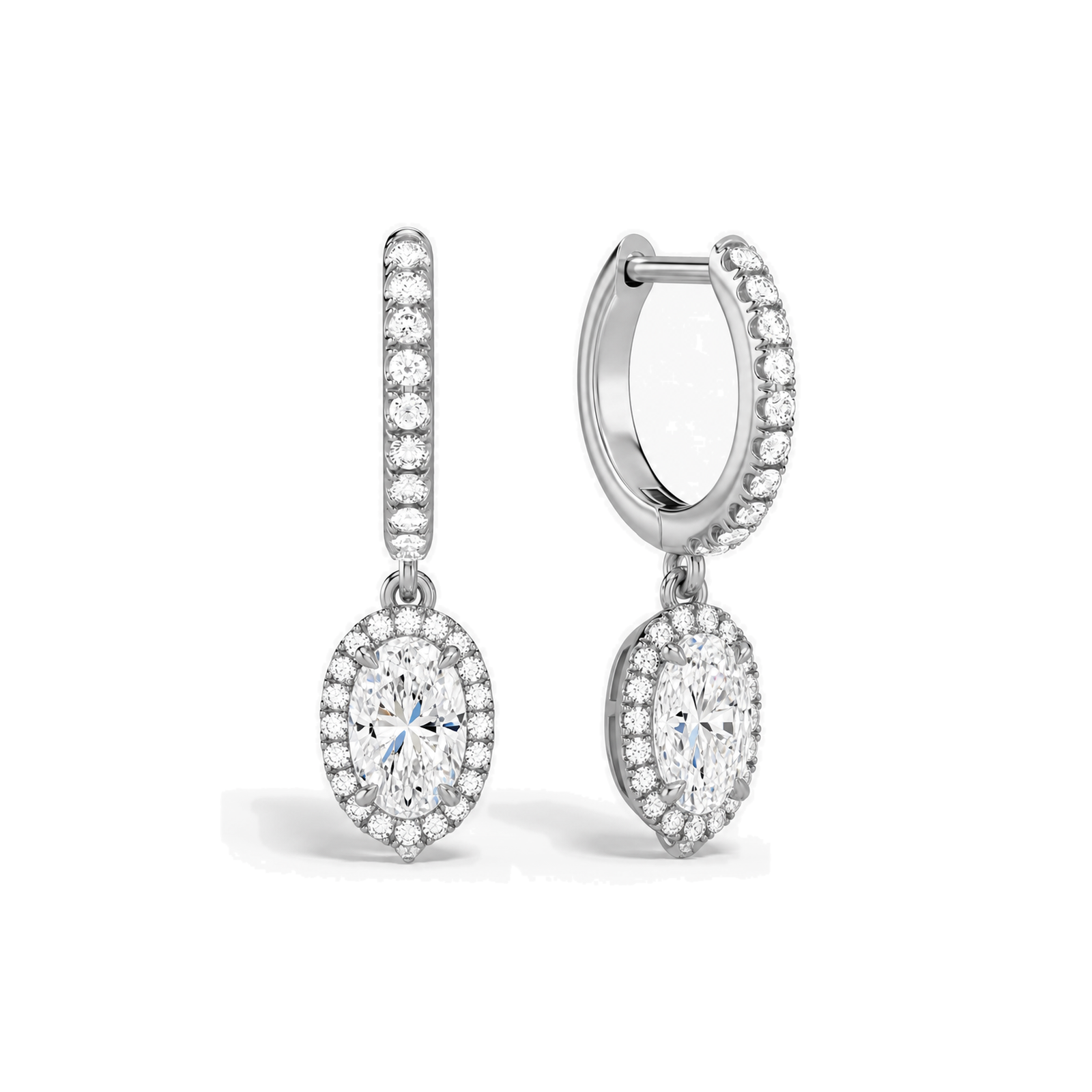 Bellamy Luxe Drop Huggie Hoop Lab Grown Diamond Hoop Earrings in Platinum