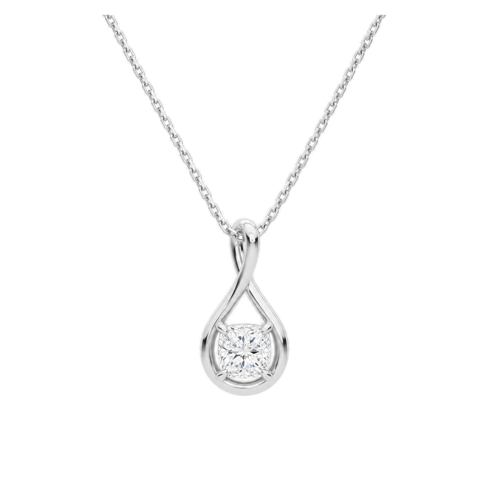 Auralie Solitaire Twist Lab Grown Diamond Pendant Necklace in Platinum
