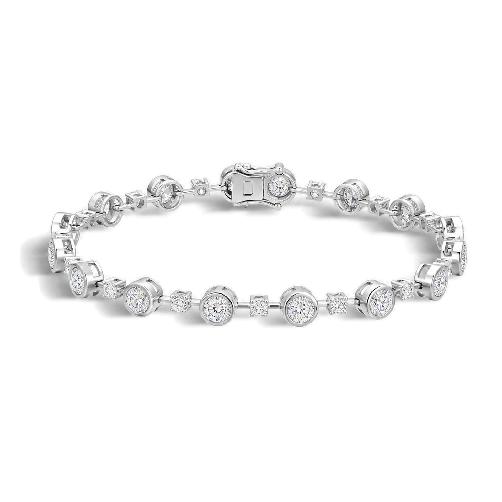 Delphine Alternating Multi-Shape Lab Grown Diamond Tennis Bracelet in Platinum