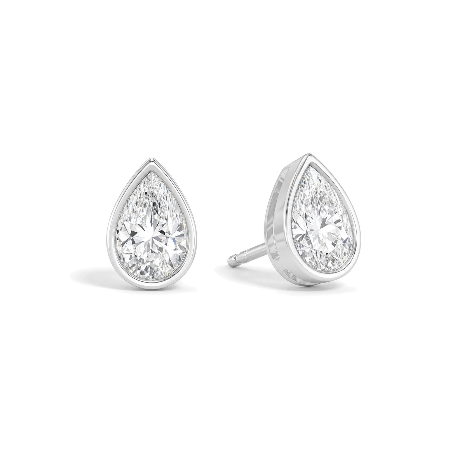Jolie Bezel Solitaire Lab Grown Diamond Stud Earrings in Platinum