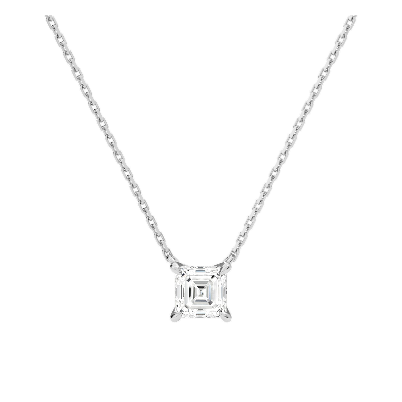 Solenne Solitaire Lab Grown Diamond Necklace in 18K White Gold