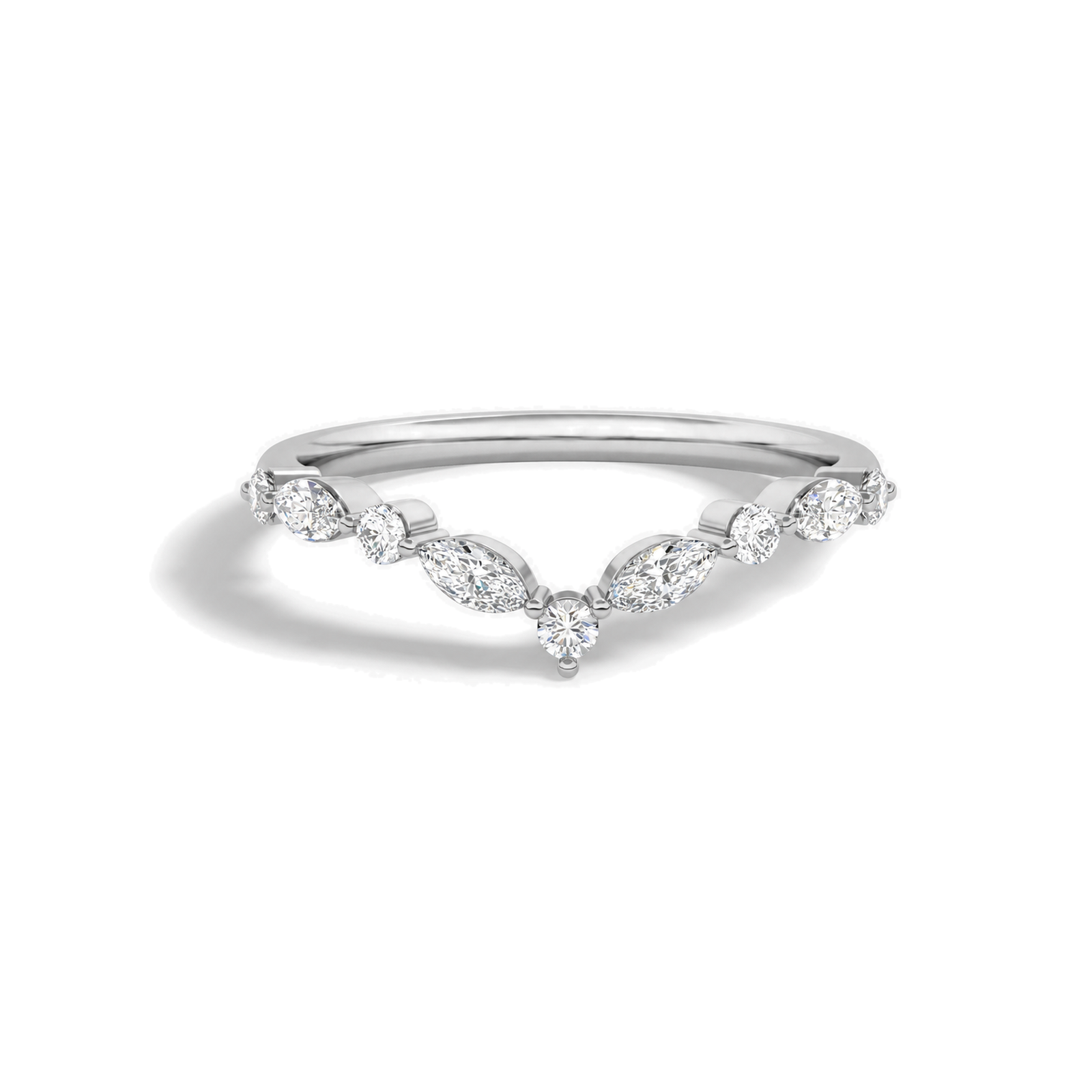 Coralie Luxe Curved Lab Grown Diamond Ring in 14K White Gold