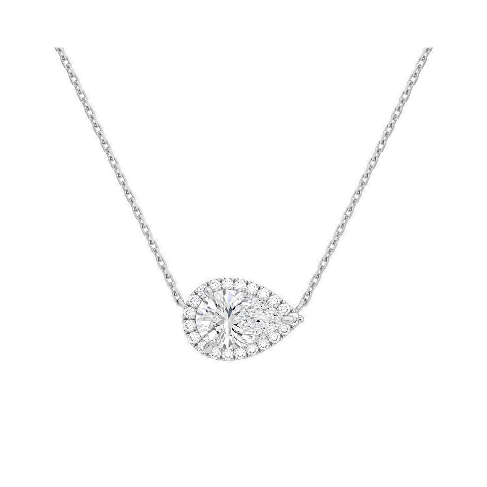 Jessa Halo Lab Grown Diamond Necklace in Platinum