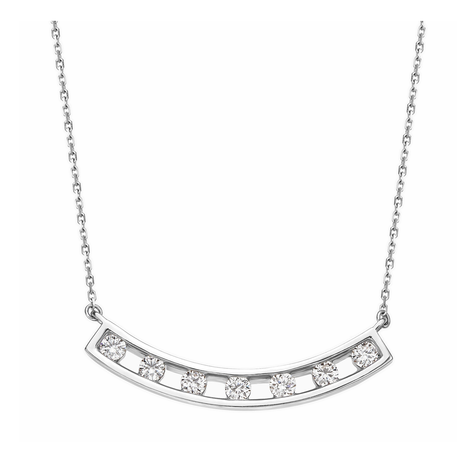 Freya Spaced Curved Bar Lab Grown Diamond Necklace in 14K White Gold