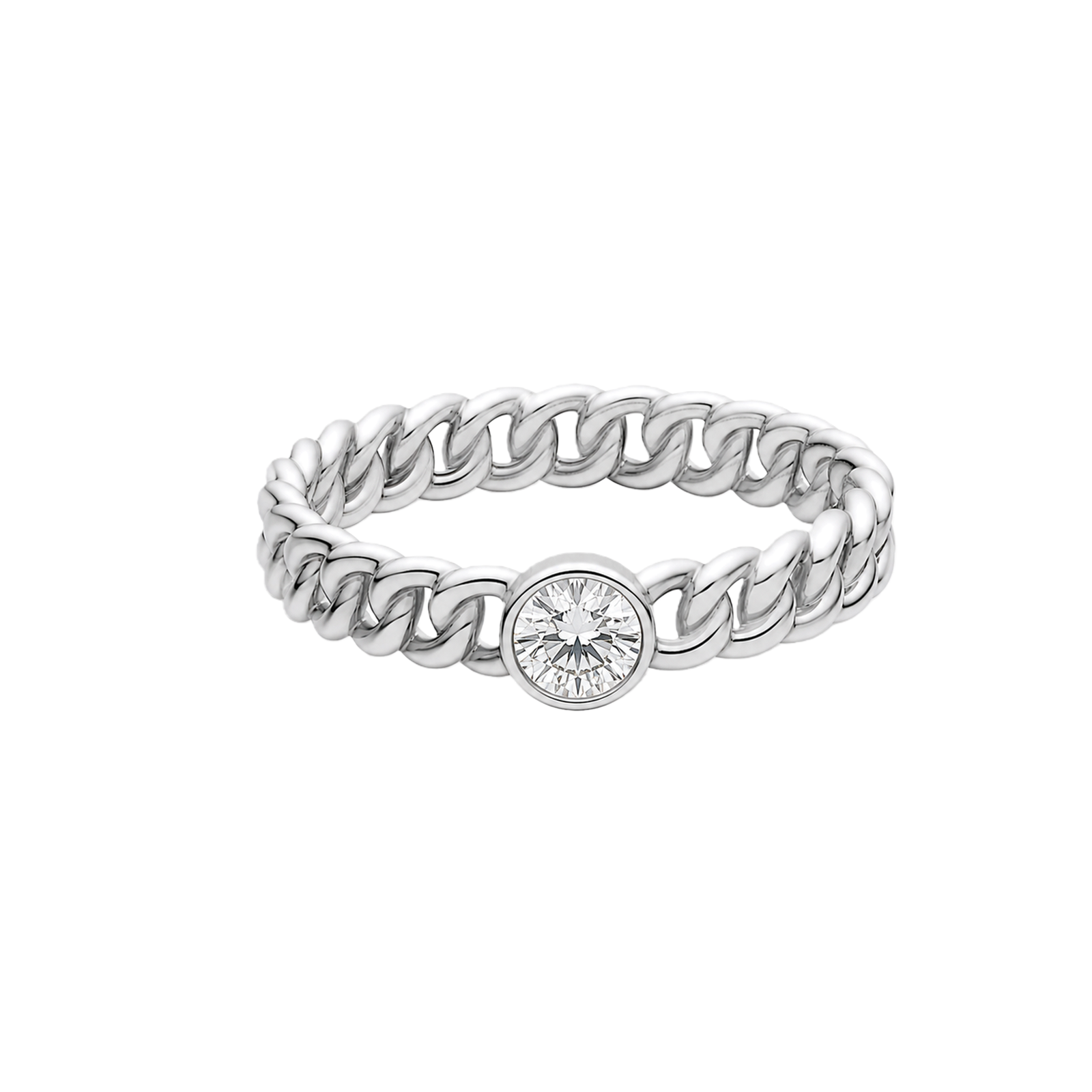 Nadia Cuban Bezel Stacking Lab Grown Diamond Ring in Platinum