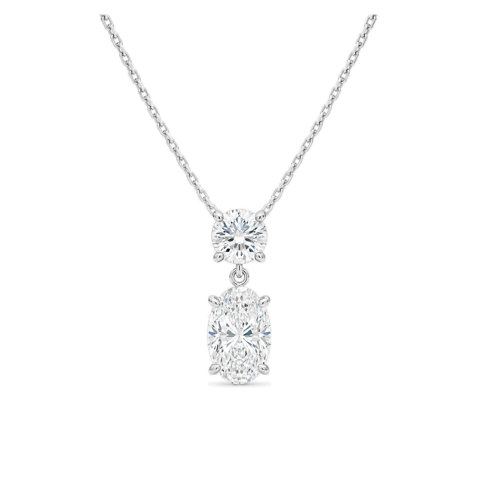 Valora Duo Drop Lab Grown Diamond Necklace in 14K White Gold