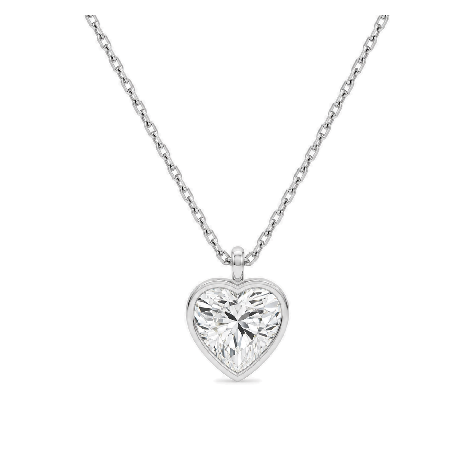 Stellaire Bezel Solitaire Lab Grown Diamond Pendant Necklace in Platinum