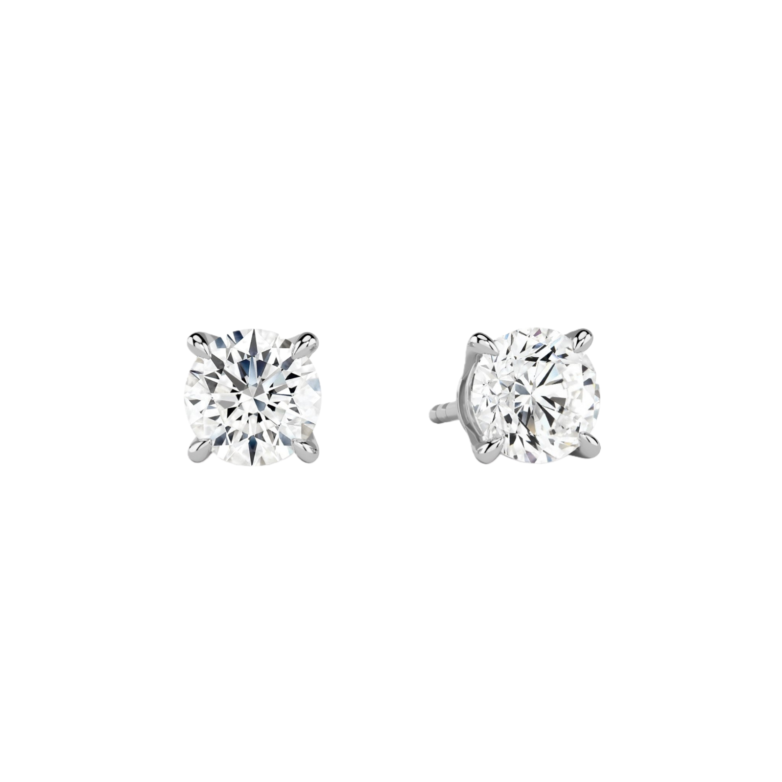 Eira Solitaire 4-Prong Lab Grown Diamond Stud Earrings in 14K White Gold