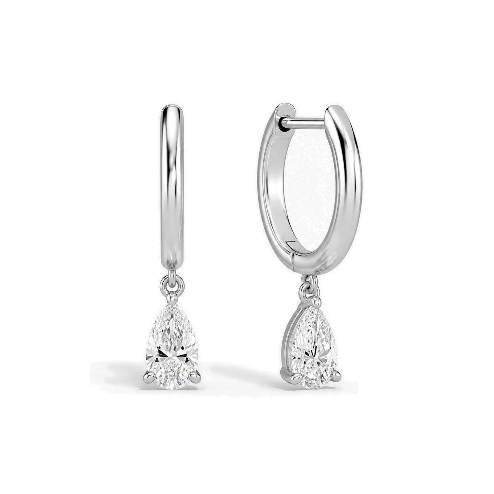 Cerelia Solitaire Drop Huggie Hoop Lab Grown Diamond Hoop Earrings in Platinum
