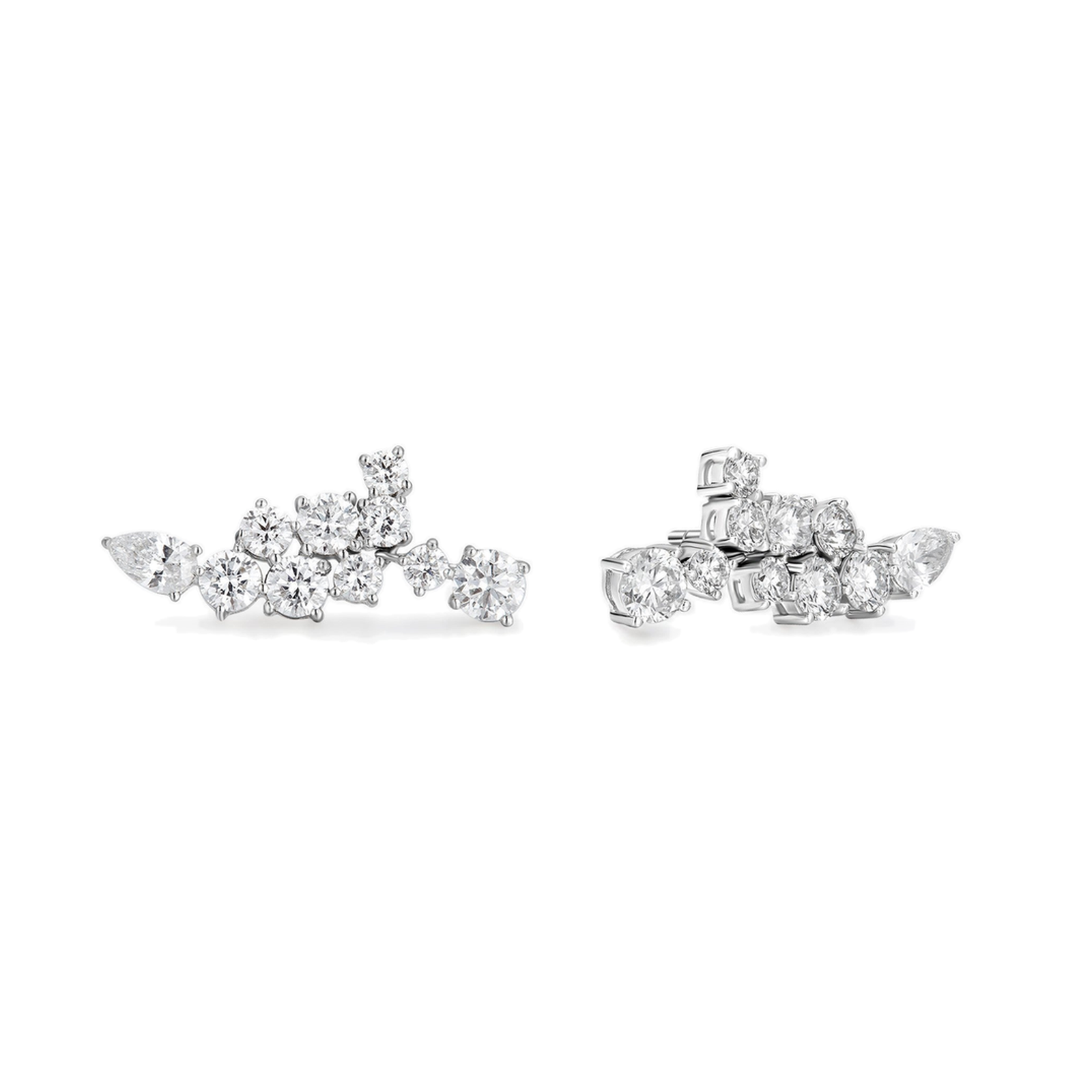 Honorine Cluster Climber Lab Grown Diamond Stud Earrings in Platinum
