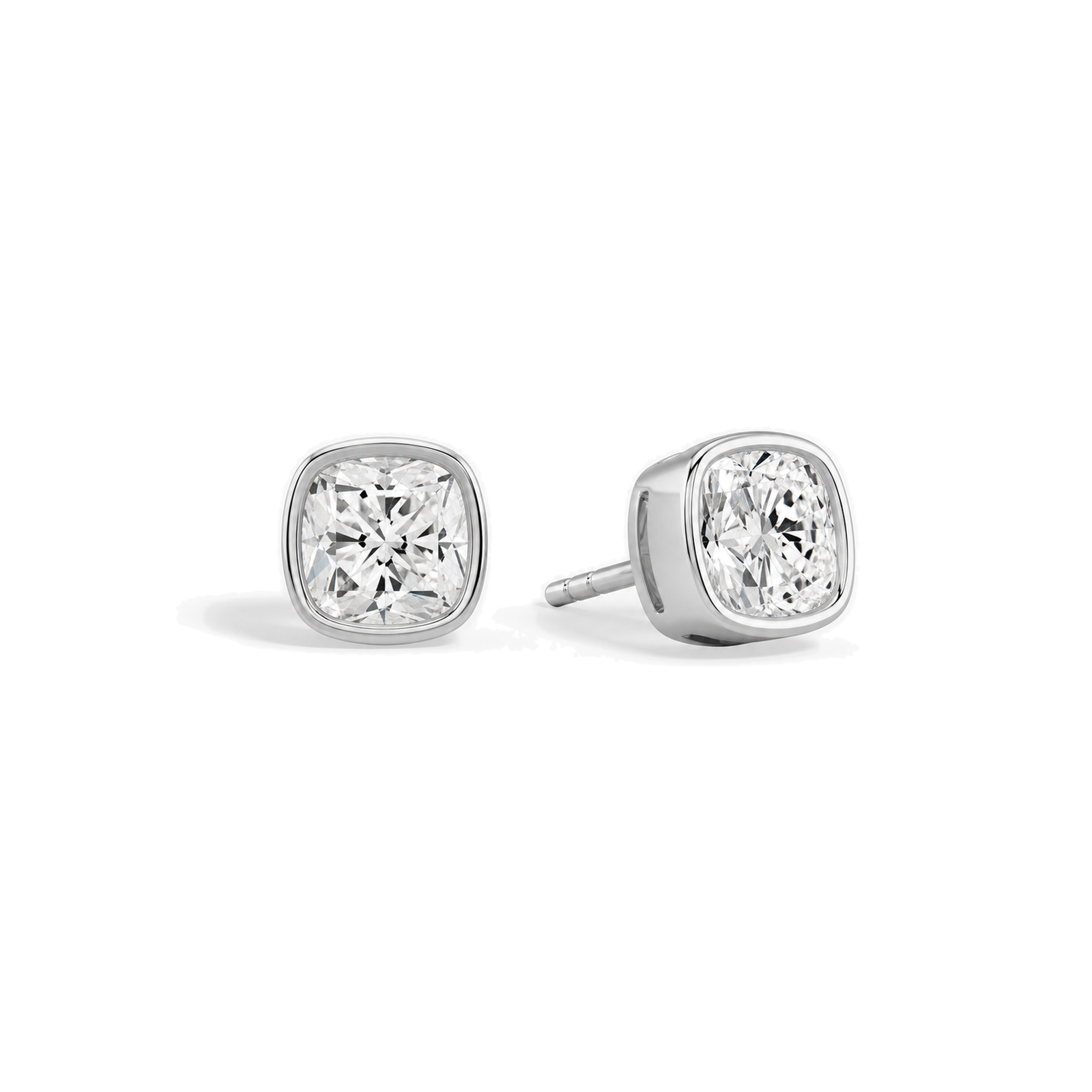 Jolie Bezel Solitaire Lab Grown Diamond Stud Earrings in Platinum