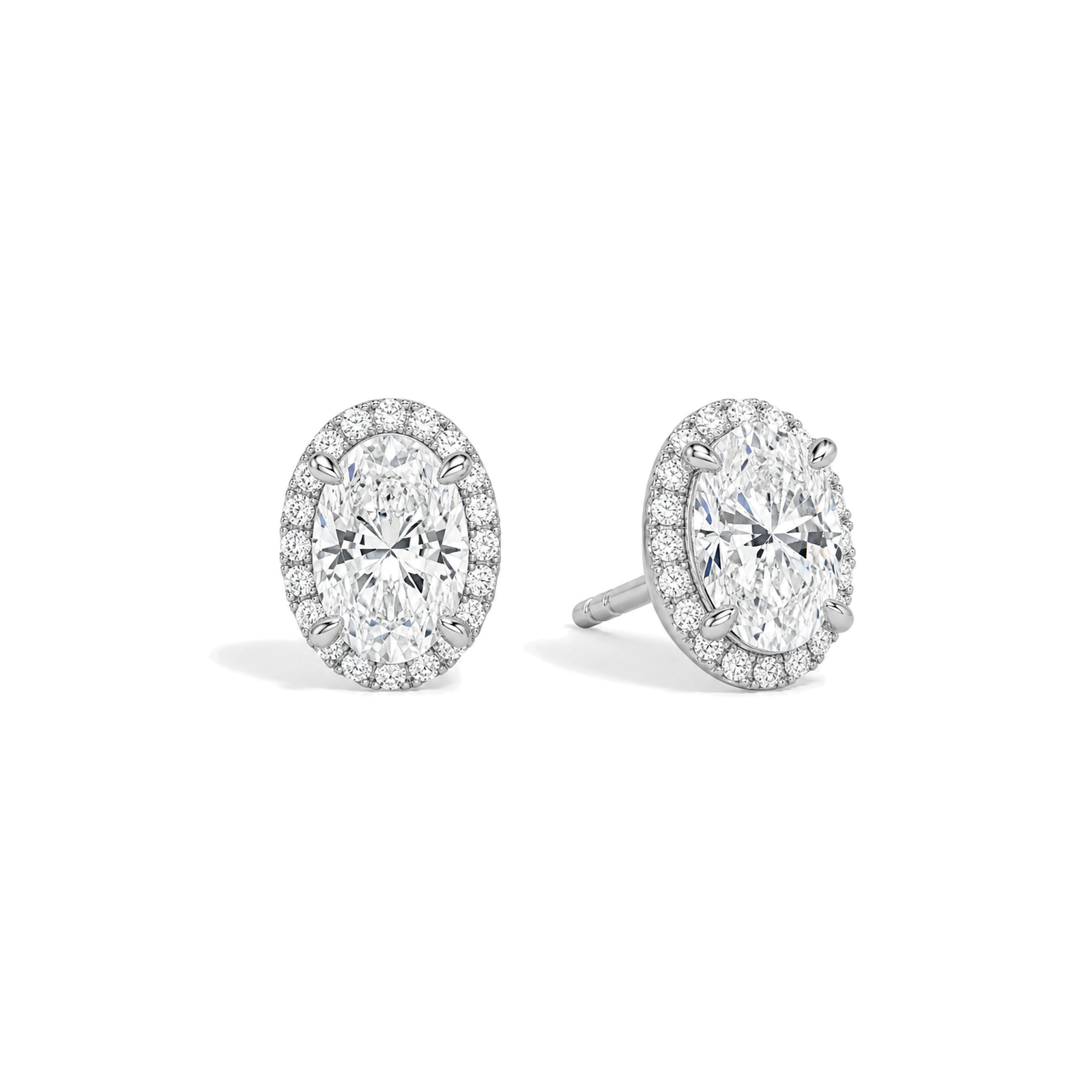 Seren Halo Lab Grown Diamond Stud Earrings in 18K White Gold