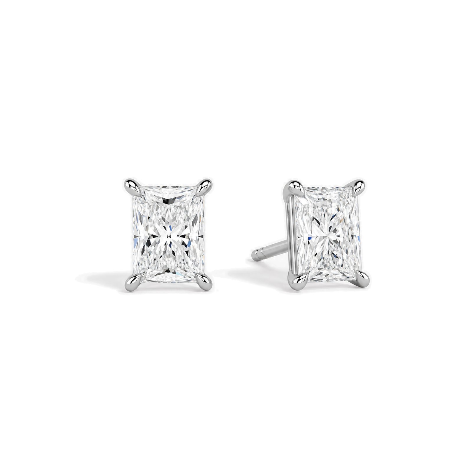 Eira Solitaire 4-Prong Lab Grown Diamond Stud Earrings in 14K White Gold