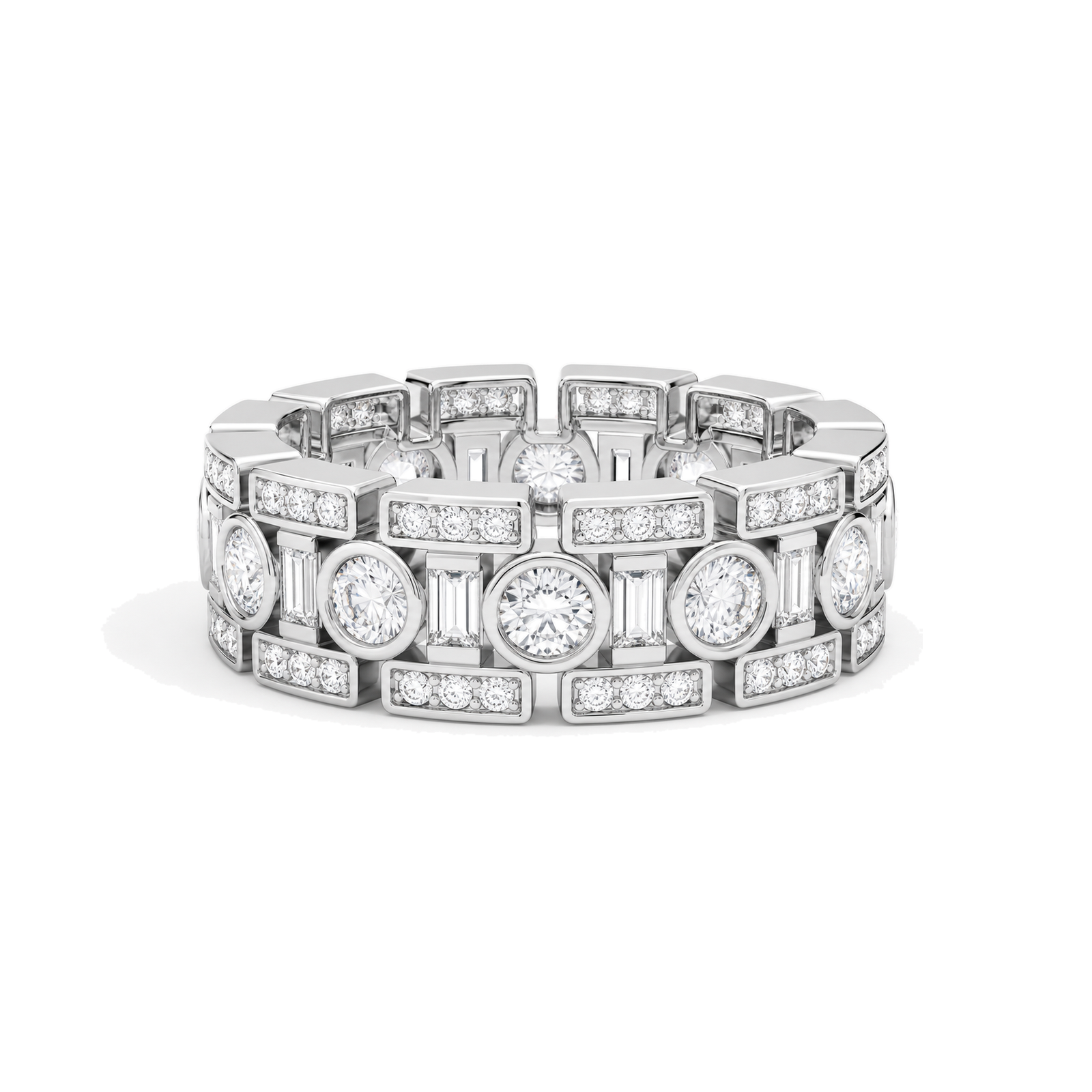 Isolde Baguette Lab Grown Diamond Wedding Band in 14K White Gold