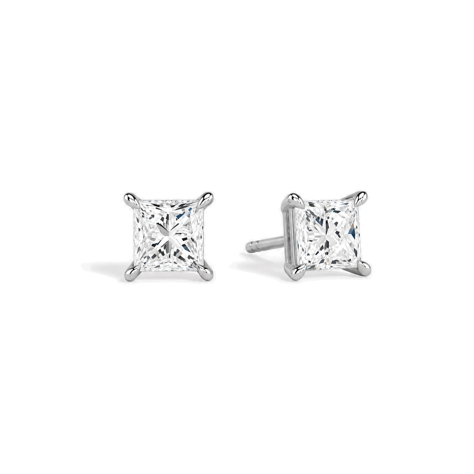 Eira Solitaire 4-Prong Lab Grown Diamond Stud Earrings in 18K White Gold
