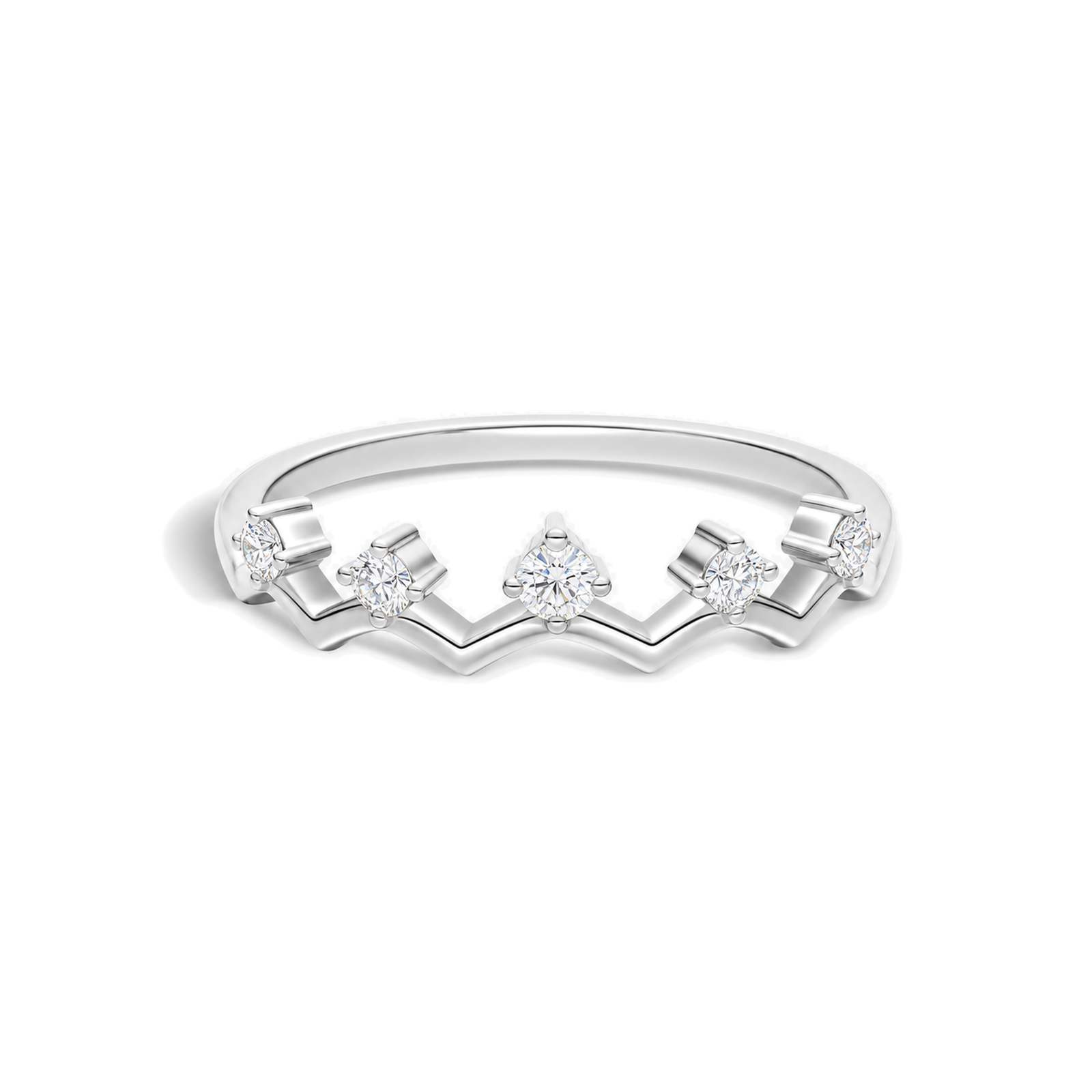 Rhea Crown Stackable Half Eternity Lab Grown Diamond Band in 14K White Gold