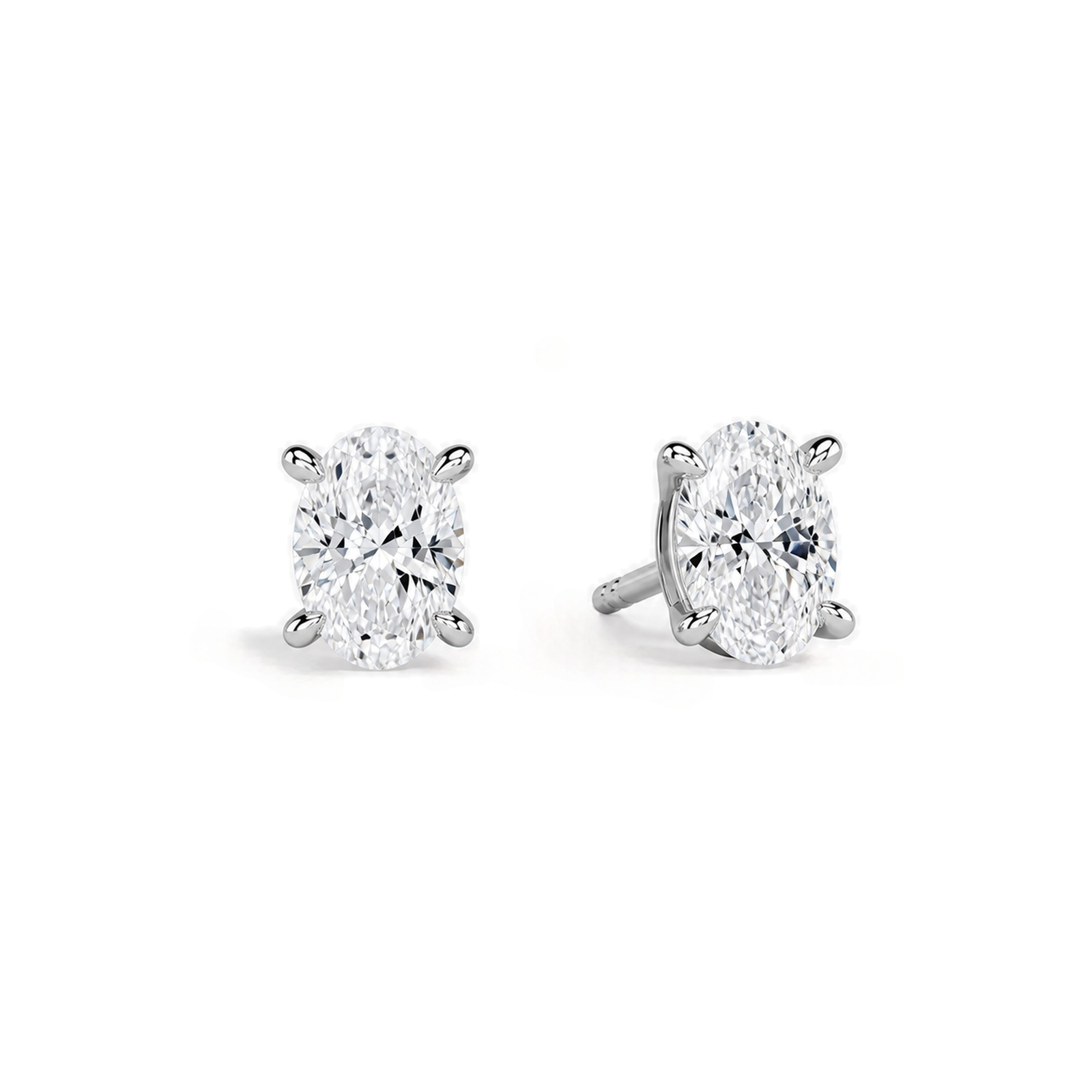 Eira Solitaire 4-Prong Lab Grown Diamond Stud Earrings in 18K White Gold